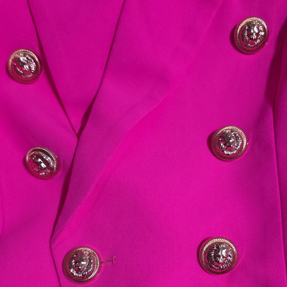 Women’s Double-Breasted Hot Pink Blazer Jacket - Picture 4 of 4